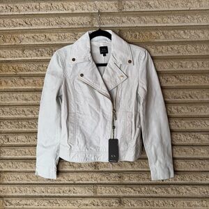 Armani Exchange White Leather Jacket